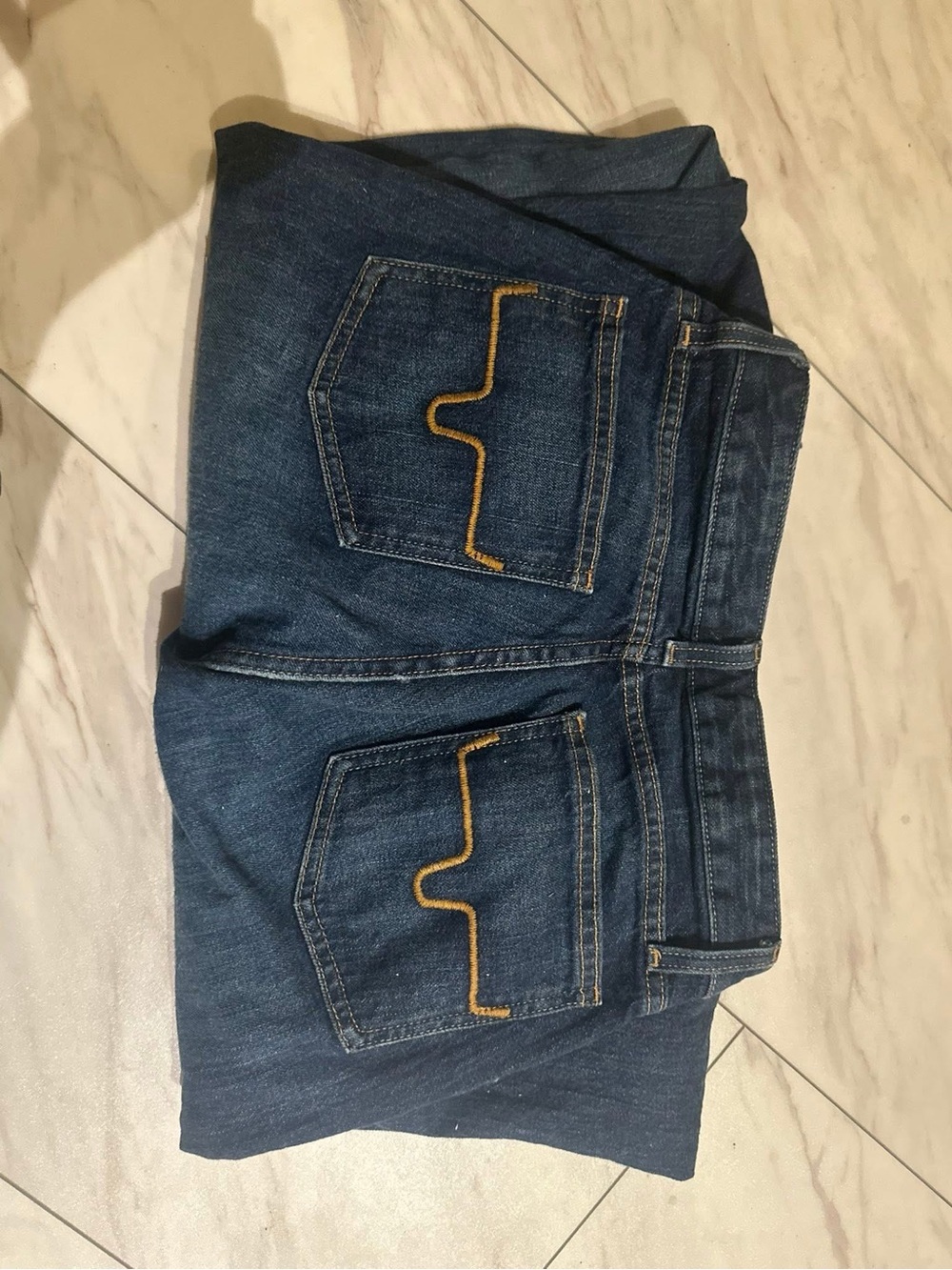 Kimes Ranch Dark Blue Flare Jeans with Gold Stitching